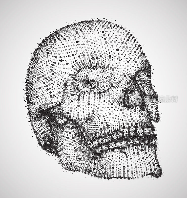 vector human skull. volume of points and polygons. the concept of death and horror. holiday of the day of the dead and Halloween